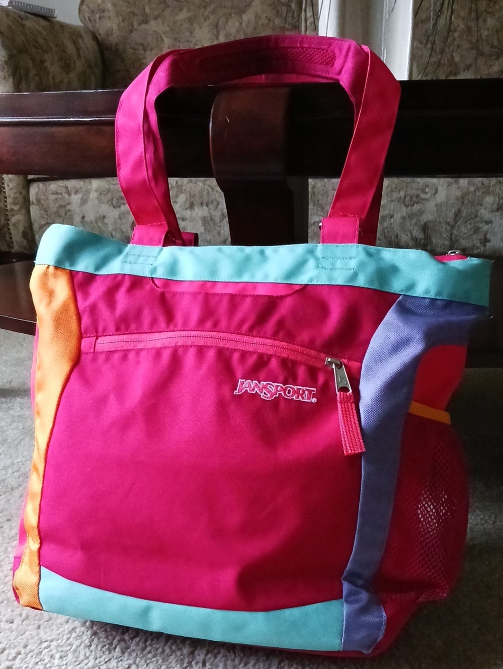 ✨️FINAL PRICE DROP✨️ Jansport Pink Tote with Teal, Orange and Purple Accents